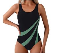 duxyoz Damen-Bademode, Einteiler, Bauchkontrolle, Badeanzug, sportlich, sportlich, Push-Up, gepolsterter Badeanzug, Retro, Vintage, U-Rücken, schlankmachend, bescheidene Monokinis für Damen, 01 grün