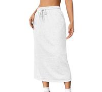duxyoz Damen Midirock Hochtaillierter Lässiger Kordelzug Sweatrock Mit Taschen Einfarbig Wickel Sommer Midi Bleistiftröcke Sportbekleidung Schlicht Stretch A Line Bodycon Lange Röcke Sportkleid