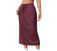 duxyoz Damen Midirock Hochtaillierter Lässiger Kordelzug Sweatrock Mit Taschen Einfarbig Wickel Sommer Midi Bleistiftröcke Sportbekleidung Schlicht Stretch A Line Bodycon Lange Röcke Sportkleid