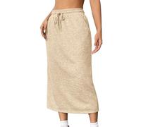duxyoz Damen Midirock Hochtaillierter Lässiger Kordelzug Sweatrock Mit Taschen Einfarbig Wickel Sommer Midi Bleistiftröcke Sportbekleidung Schlicht Stretch A Line Bodycon Lange Röcke Sportkleid
