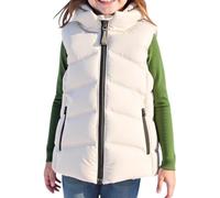 duxyoz Gesteppte ärmellose Jacke für Jungen und Mädchen, Stehkragen, mit Kapuze, leicht, Pufferjacke, dicke Thermo-Weste, Mantel, 5-10 Jahre, A White, 9-10 Years