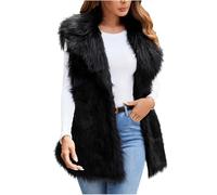 duxyoz Kunstfell-Weste für Damen, ärmellos, flauschig, Kunstfell, elegant, lässig, offene Vorderseite, Cardigan, leichte Thermoweste, Bodywarmer Weste, Mäntel, stilvolle Oberbekleidung, flauschige