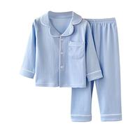 duxyoz Schlafanzug-Set für Mädchen und Jungen, langärmelig, Nachtwäsche, Nachtwäsche, Kinder, 2-teiliges Kleidungsset, Baumwolle, Loungewear, 2-teiliges Pyjama-Set, Loungewear, Loungewear, lässiges