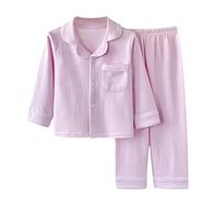 duxyoz Schlafanzug-Set für Mädchen und Jungen, langärmelig, Nachtwäsche, Nachtwäsche, Kinder, 2-teiliges Kleidungsset, Baumwolle, Loungewear, 2-teiliges Pyjama-Set, Loungewear, Loungewear, lässiges