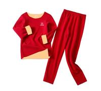 duxyoz Thermo-Unterwäsche-Set für Kinder, Jungen, Mädchen, Baumwolle, lange Unterhose, Winter, warm, langärmelig, Oberteil und Hose, nahtlos, Baselayer-Set, Fleece, lässig, 2-teilig, Loungewear, 2-15