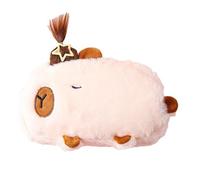 Duyeuau Cartoon-Plüsch-Federmäppchen, großes Fassungsvermögen, Schreibwaren, Reißverschluss, Schüler, Kinder, Stoff, großes Fassungsvermögen, beige