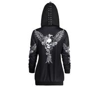 duzhengzhou Damen Gothic Punk Kapuzenpullover Vintage Retro Schwarz Kapuzenjacke Hoodie Sweatshirt Jacke Mantel Kapuzen Sweatjacke Pulli Streetwear Party Freizeit Kleidung Bluse Tops Outwear(M)