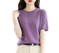 Dvbfufv Damen Frühling Sommer Kurzarm O-Ausschnitt Slim Wollmischung Pullover Frauen Pullover Bottoming Strick T-Shirt, 3, S