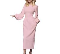 Dvbfufv Damen Herbst Winter Mode Kleider Langarm Slim Strickkleid Frühling Elegant Party Midi Kleider, Pnnrk, Small