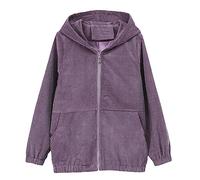 Dvbfufv Damen Jacke Frühling Cord Basic Mantel Langarm Windjacke Famale Kapuzenreißverschluss Lässige Bomberjacke Purple 5XL
