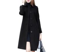 Dvbfufv Frauen Lange Herbst Wolljacke Weibliche Winter Wollanzug Jacke Frauen Outercoat Frauen Strickjacke, Schwarz , 32