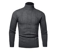Dvbfufv Herbst Winter Herren Warmer Pullover Langarm Rollkragenpullover Retro Strickpullover Pullover Pullover y019-dark Gray XL