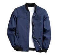 Dvbfufv Herren-Baseballjacke, modisch, lässig, schmale Passform, Mäntel, Frühling, Herbst, Bomberjacken, Herren, O-Ausschnitt, navy, M
