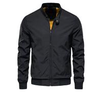 Dvbfufv Herren Frühling Casual Jacken Herren Stehkragen Slim Jacken Herren Herbst Street Bomberjacken, Schwarz , XXL