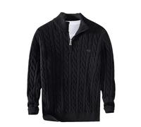 Dvbfufv Herren Herbst Winter Baumwolle Zopfmuster Pullover Reißverschluss Mock Neck Pullover Pullover