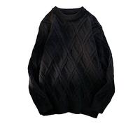 Dvbfufv Herren O-Ausschnitt Trend Pullover Lose Strickpullover Lässige Pullover Mäntel M19-black 4XL