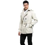 Dvbfufv Herren-Trenchcoat, Schmale Mäntel, Lässig, Streetwear, Windschutz, Herrenbekleidung, Kurzer Vintage-Mantel Beige M