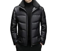 Dvbfufv Herren Winter Daunenmantel Casual Verdickt Warm Stehkragen Kurz Ledermantel, 8053, Schwarz, L