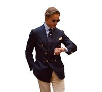Dvbfufv Herren Zweireihiger Blazer Mantel Hochzeit Bräutigam Revers Anzug Mantel Casual Blazer Bräutigam Kleid, marineblau, XXL