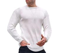 Dvbfufv Lässige O-Ausschnitt-Pullover Für Herren, Einfarbig, Langärmelig, Gestrickt, Stretch, Schlanker Pullover, Herbst-Herrenmode-Pullover