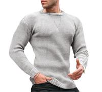 Dvbfufv Lässige O-Ausschnitt-Pullover Für Herren, Einfarbig, Langärmelig, Gestrickt, Stretch, Schlanker Pullover, Herbst-Herrenmode-Pullover
