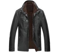 Dvbfufv Männer Lederjacke Mittleren Alters Leder Pu Jacke Mantel Männlich Stehkragen Mantel