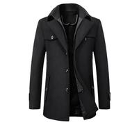Dvbfufv Mann Klassische Mode Trenchjacken Männlichen Lange Graben Slim Fit Mantel Mode Wolle Mischungen Warme Windjacke, Schwarz , M