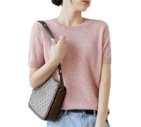 Dvbfufv Sommer Damen Kaschmir Pullover O-Ausschnitt Kurzarm Strickpullover Damen Solid Casual Sweater, Pnnrk, M