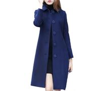 Dvbfufv Warmer Wollmantel für Damen, Herbst, Winter, lässig, modisch, einreihig, schmal, mittellang, königsblau, 38