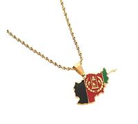 DVRFEBT Halskette Mit Karten Anhänger-Afghanistan Karte Flagge Anhänger Halsketten, Charme Ethnische Land Halskette Schmuck, Schlüsselbein Kette Pullover Dünne Kette Patriotic Chic Choker Männer Frau