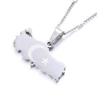 DVRFEBT Halskette Mit Karten Anhänger - Land Türkei Karte Flagge Anhänger Halskette, Charme Anhänger Türkei Karten Dünne Kette Halsketten, Hip Hop Karte Ethnischer Schmuck, Für Männer Frauen Jubilä