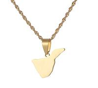 DVRFEBT Halskette Mit Karten Anhänger - Spanien Inseln Teneriffa Karte Flagge Anhänger Halskette, Charme Anhänger Karten Dünne Kette Halsketten, Hip Hop Karte Ethnischer Schmuck, Für Männer Frauen Ju