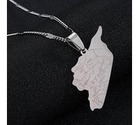 DVRFEBT Halskette Mit Karten Anhänger - Syrien Karte Anhänger Halskette, Ethnischer Charme Städte Name Landkarte Halskette, Für Männer Frauen Hip Hop Karten Anhänger Schmuck, Anzug Für Jubiläum Part