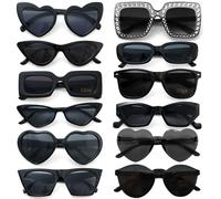 Dwenarry party Sonnenbrille Damen Schwarz Sonnenbrillen Set Vintage Brille Retro Party Brillen Für Damen Herren 12 Stücke