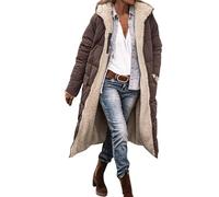 Dwevkeful Damen Wintermantel, mit Wärmefüllung Langer Teddy Steppmantel als Übergangsjacke | Flauschig Warmer Parka für Herbst und Winter | Inklusive Große Größen, Kaffee, M