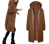 Dwevkeful Sweatjacke Damen Große Größen, mit Kapuze & Reißverschluss Winterjacke und Übergangsjacke im Stricklook | Warme Kapuzenjacke für Herbst | Große Größen, Kaffee, XXL