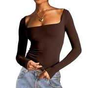 Dwnval Sexy ärmelloses Rundhalsausschnitt geripptes gestricktes Tank Crop Tops für Damen, Dunkelbraun, Mittel