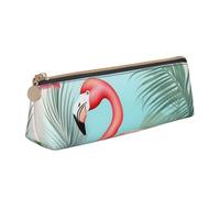 Dwrepo Federmäppchen aus Leder für Damen und Herren, mit Reißverschluss, tragbares Federmäppchen, tropischer Flamingo, Stifttasche, kleine Make-up-Tasche, Münztasche für Arbeit, Bürobedarf