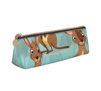 Dwrepo Leder-Federmäppchen für Damen und Herren, Federmäppchen mit Reißverschluss, tragbares Federmäppchen, lustig, für Känguru, Zoo, Stifttasche, kleine Make-up-Tasche, Münztasche für Arbeit,