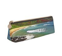 Dwrepo Leder-Federmäppchen mit Reißverschluss, Kauai Hawaii Seashore Federmäppchen, niedliches Federmäppchen für Damen und Herren, Federmäppchen, Reise-Make-up-Tasche, Münztasche für Arbeit, Büro,
