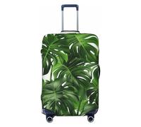 Dwrepo Monstera Deliciosa Bananenpalmen-Gepäckabdeckung, elastisch, waschbar, kratzfester Kofferschutz, Spandex, Gepäckschutz, Reisegepäckabdeckungen für 45,7-81,3 cm Gepäck, Schwarz , L