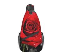 Dwrepo Rote Rose Print Cross Brusttasche Crossbody Rucksack Sling Schultertasche Reise Wandern Daypack Radfahren Tasche, Schwarz, One Size, Sling Rucksäcke, Schwarz, EinheitsgröÃŸe