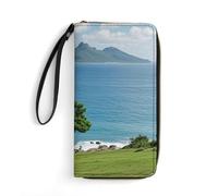 DWTJKMS Abstrakte lange Brieftasche mit Meerblick, schlanke PU-Leder-Geldbörsen für Männer und Frauen, minimalistische Geldbörse mit Kartenfächern, Weiß, 19.7 * 10.5cm, Weiß, 19.7x10.5cm, blank,