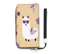 DWTJKMS Alpaca And Bee Lange Geldbörse, schlanke Brieftasche aus PU-Leder, für Männer und Frauen, minimalistische Geldbörse mit Kartenfächern, Weiß, 20 x 10,5 cm, weiß, 20x10.5cm