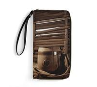 DWTJKMS American West Rodeo Lange Geldbörse, schmale PU-Ledergeldbörsen für Männer und Frauen, minimalistische Geldbörse mit Kartenfächern, Weiß, 19,7 x 10,5 cm, weiß, 19.7x10.5cm