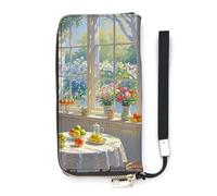 DWTJKMS Art Kitchen Lange Geldbörse, schmal, PU-Leder, für Männer und Frauen, minimalistische Geldbörse mit Kartenfächern, Weiß, 20 x 10,5 cm, weiß, 20x10.5cm