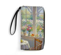 DWTJKMS Art Kitchen Lange Geldbörse, schmal, PU-Leder, für Männer und Frauen, minimalistische Geldbörse mit Kartenfächern, Weiß, 19,7 x 10,5 cm, weiß, 19.7x10.5cm