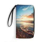 DWTJKMS Beach Sunset Tranquil Lange Brieftasche Schlank PU Leder Brieftaschen für Männer Frauen Minimalistische Geldbörse mit Kartenfächern, Weiß, 19,7 * 10,5 cm, Weiß, 19.7x10.5cm, blank, 19.7x10.5cm