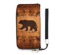 DWTJKMS Bear Lange Geldbörse, schlanke Brieftasche aus PU-Leder, für Männer und Frauen, minimalistische Geldbörse mit Kartenfächern, Weiß, 20 x 10,5 cm, weiß, 20x10.5cm