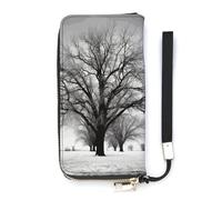 DWTJKMS Black And White Tree Long Wallet Slim PU Leather Wallets for Men Women Minimalist Wallet with Card Slots, White, 20x10.5cm, weiß, 20x10.5cm